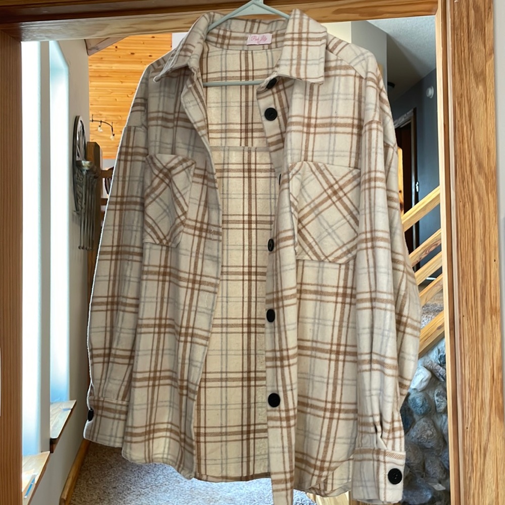Large Pink Lily Flannel Shacket